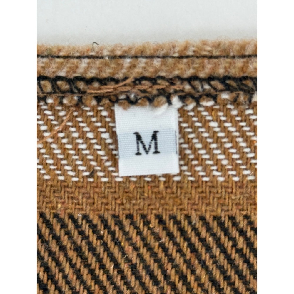 Brown Plaid Pinafore Jumper Dress Womens Sz M V-Neck Button Front Sleeveless - Picture 7 of 9